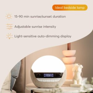 Lumie Bodyclock Luxe 700FM | Wake-Up Light with FM Radio, Bluetooth Speakers, Sunrise/Sunset Features and Low-Blue Light for Sleep